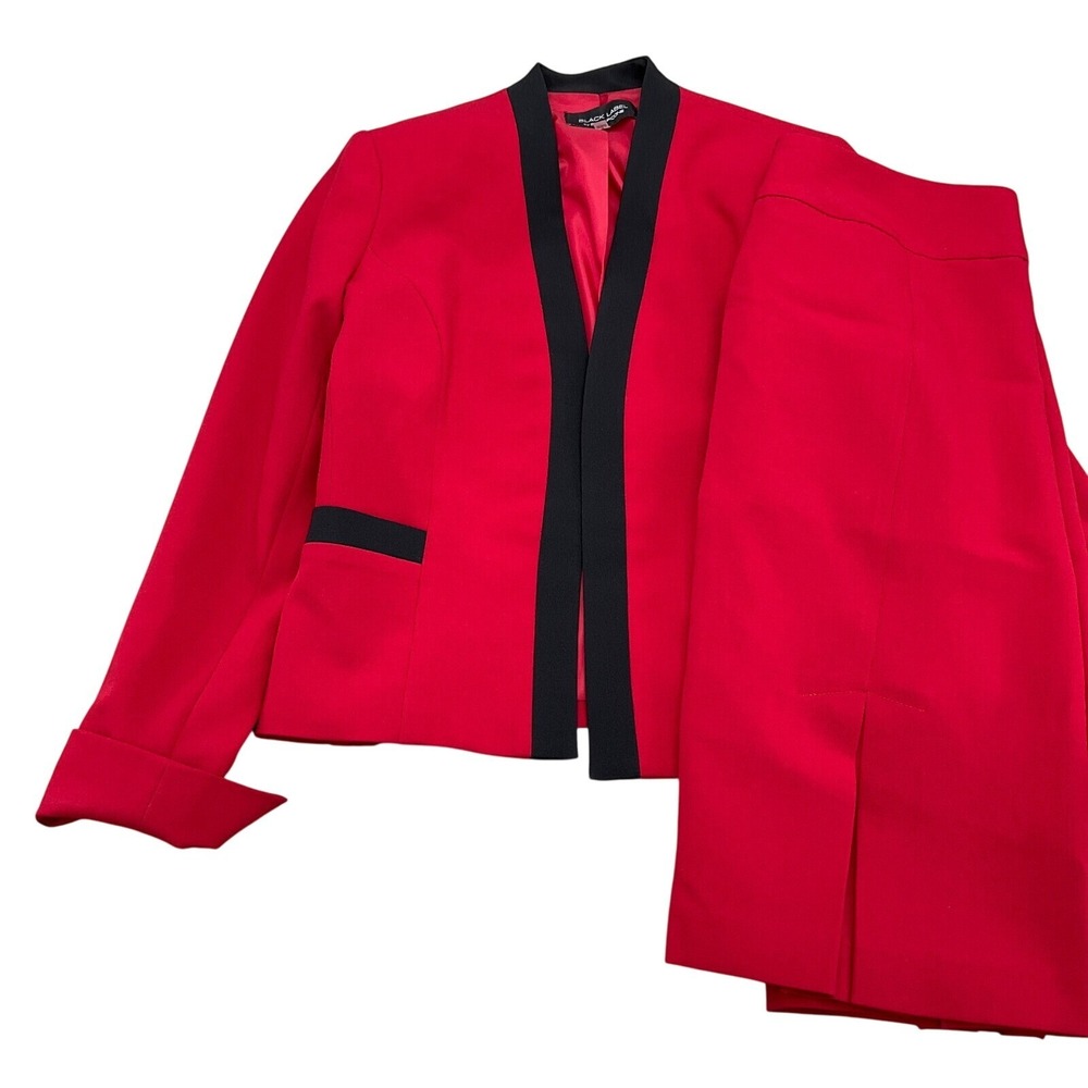 Black Label Evan‎ Picone Suit Women 6 Red Black Double Pleat Skirt Classic Party